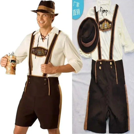 BrauMeister | Herren-Oktoberfestset mit Kurzer Lederhose & Hemd Decorique.de