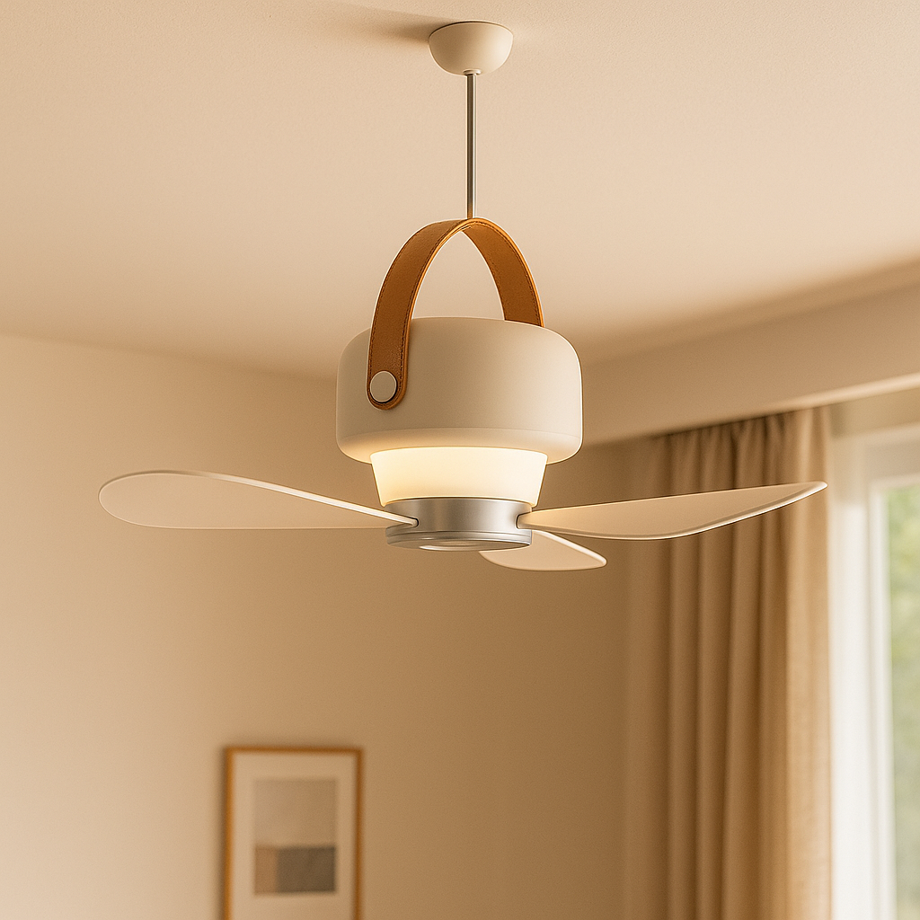 BreezeFlow | Kabelloser Deckenventilator – Leise & LED-Licht Beige Decorique.de