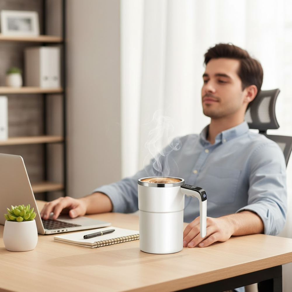 BrewSpin | Selbstrührender Kaffeebecher - Wiederaufladbarer magnetischer Mixer Decorique.de