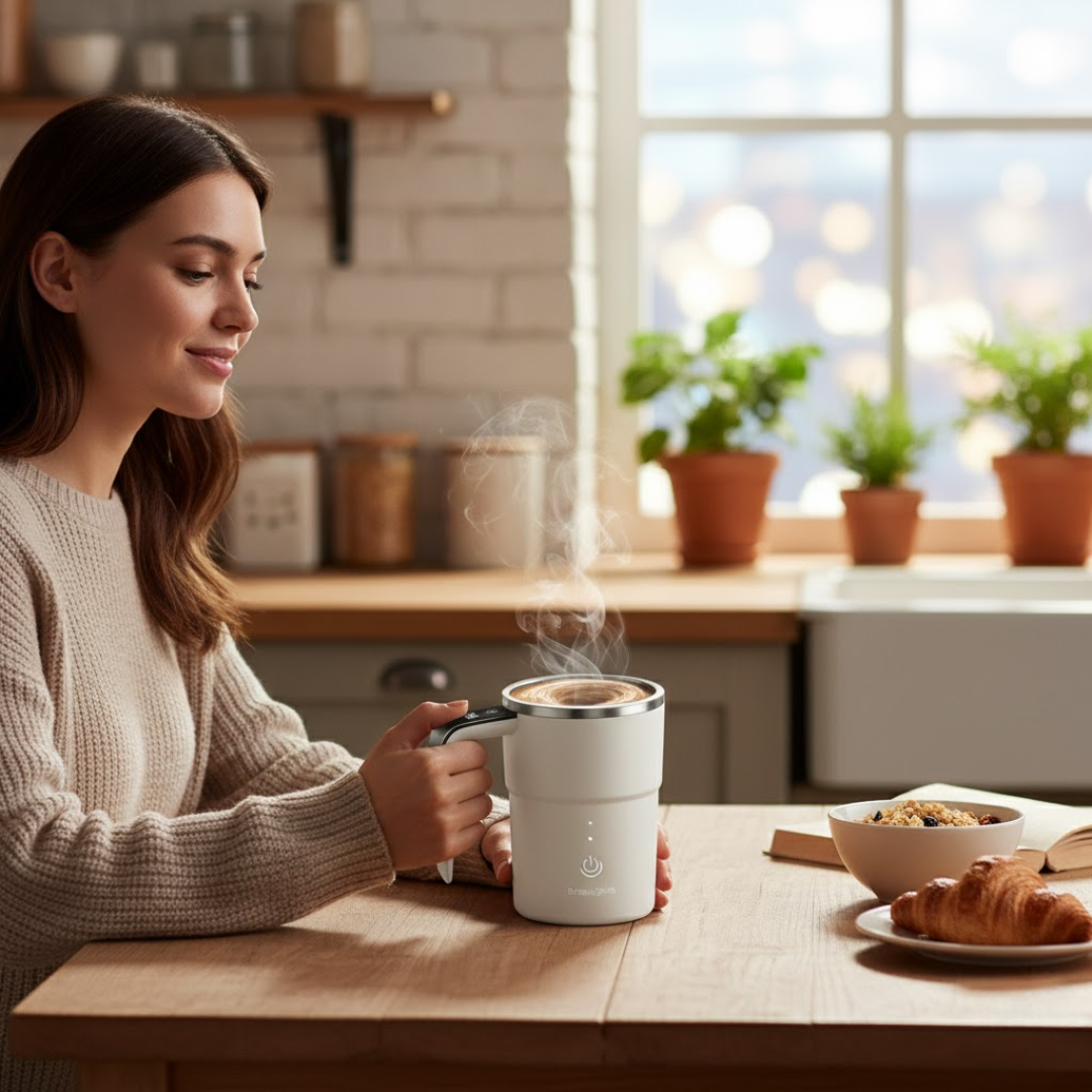 BrewSpin | Selbstrührender Kaffeebecher - Wiederaufladbarer magnetischer Mixer Decorique.de