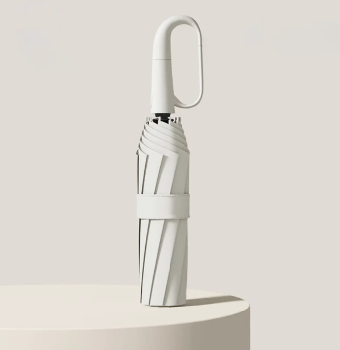 BrightRain | Windfester Regenschirm mit reflektierendem Rand Weiß Decorique.de