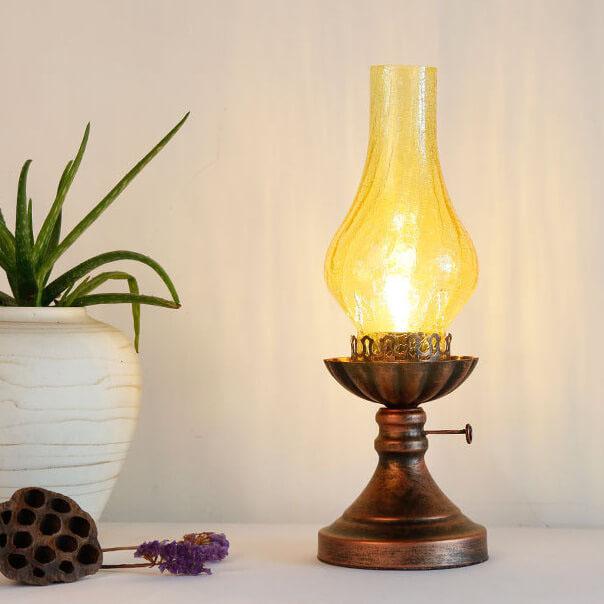 BronzaLite | Vintage Antike Petroleumlampe 1-Licht Tischlampe 110V-120V Für US CA Teefarben Decorique.de
