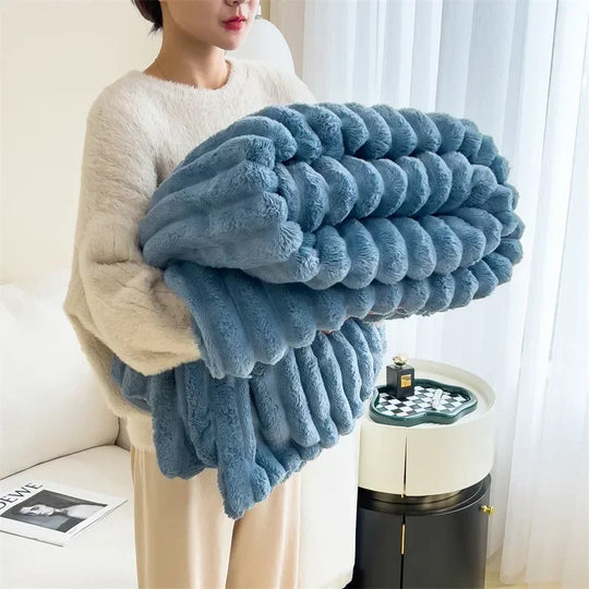 BunnyVelvet | Kuschelige Fleece-Decke Blau Decorique.de