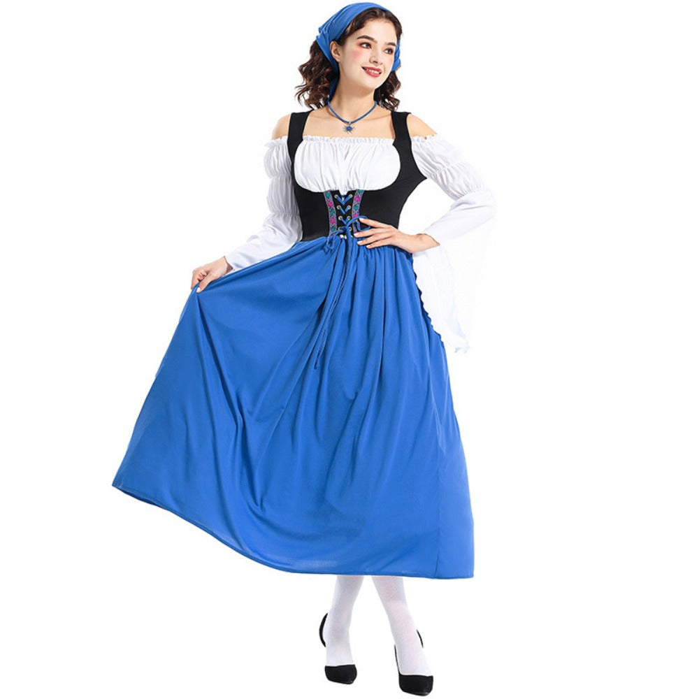Burgzauber | Mittelalterliches Damenkleid – Traditioneller Bauernhausstil Blau Decorique.de