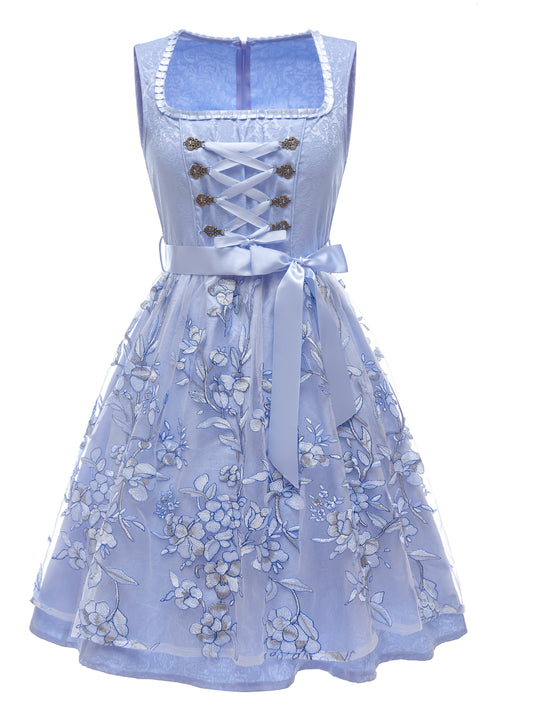 Rosenschmuck | Damen-Dirndlkleid – Ärmellos mit Spitzenbesatz und Taillenschleife