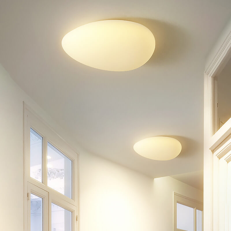 CalmaStone | Runde LED-Deckenleuchte in Kieseloptik Groß Unendlich dimmbar Decorique.de