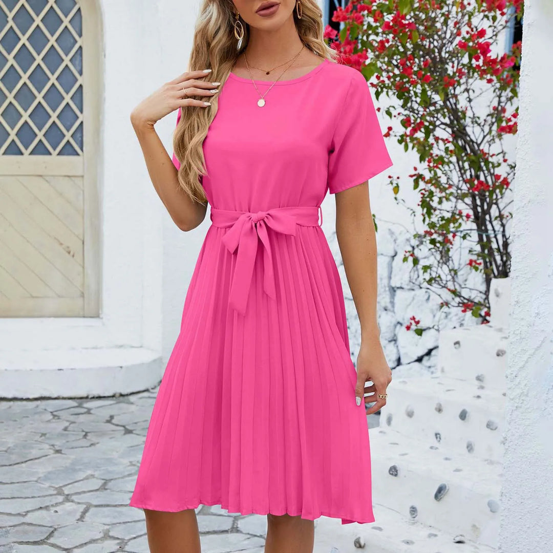 Carla | Damen Luftige Abendkleid | Midi Heißes Rosa Decorique.de