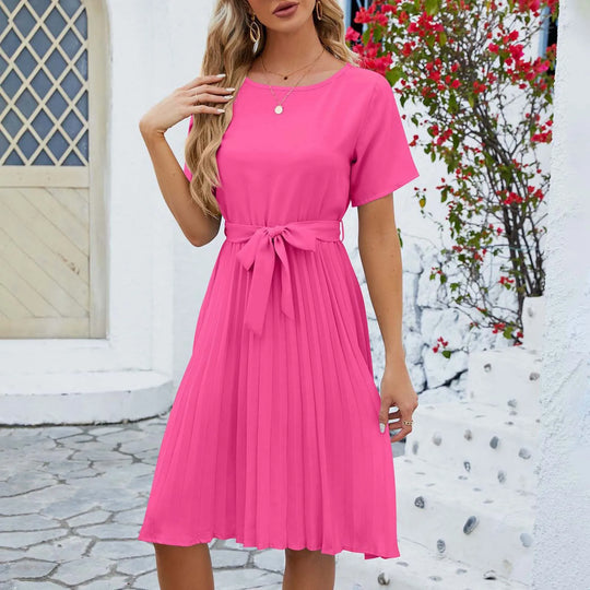 Carla | Damen Luftige Abendkleid | Midi Heißes Rosa Decorique.de