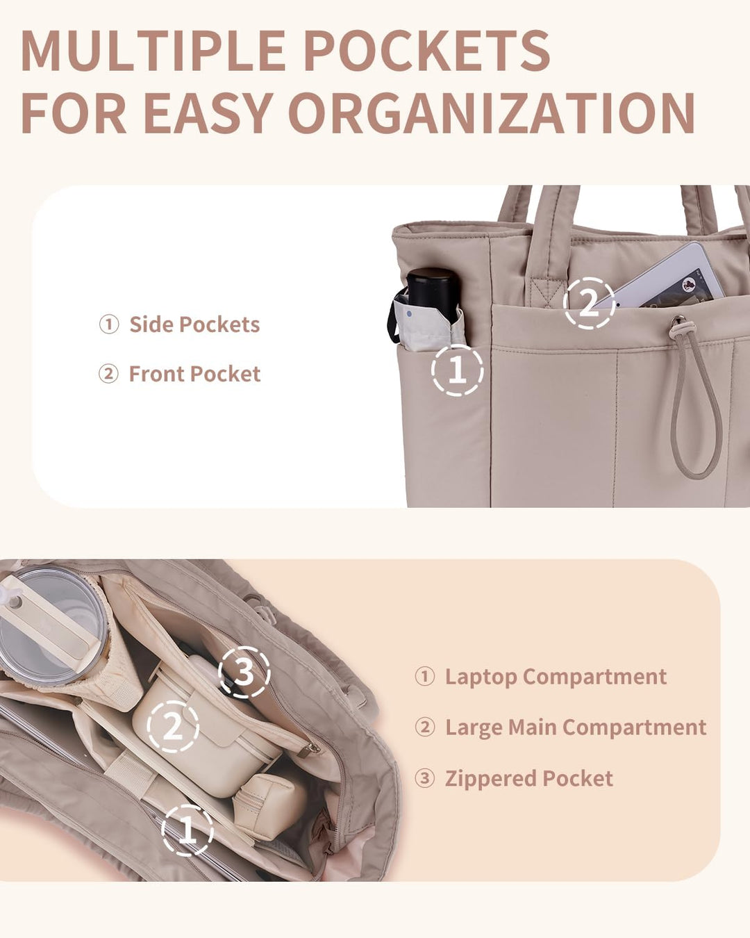 CarryLuxe | Puffer-Tasche – Mit Becherhalter & Laptopfach Decorique.de