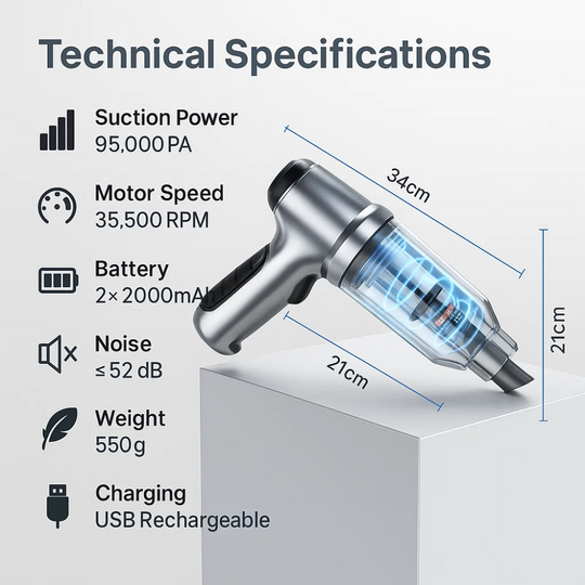 CarVac | Auto-Staubsauger – Kabellos mit 95.000PA Saugkraft Decorique.de