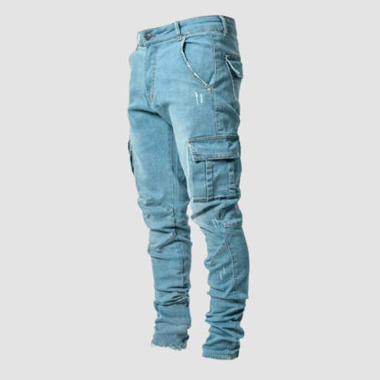 Caspar | Dehnbare Cargo-Jeans | Herren Blau Decorique.de
