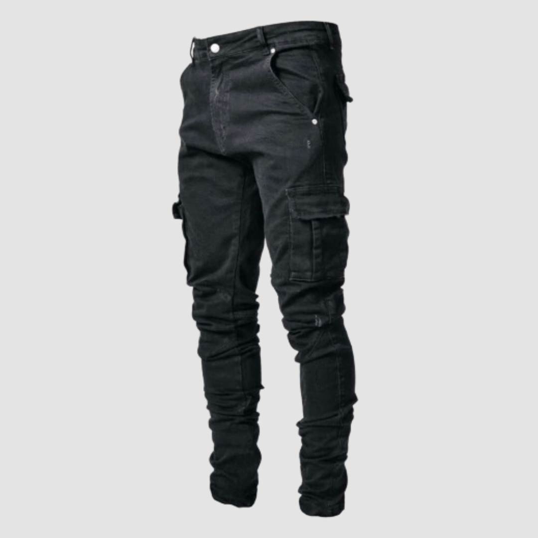 Caspar | Dehnbare Cargo-Jeans | Herren Schwarz Decorique.de