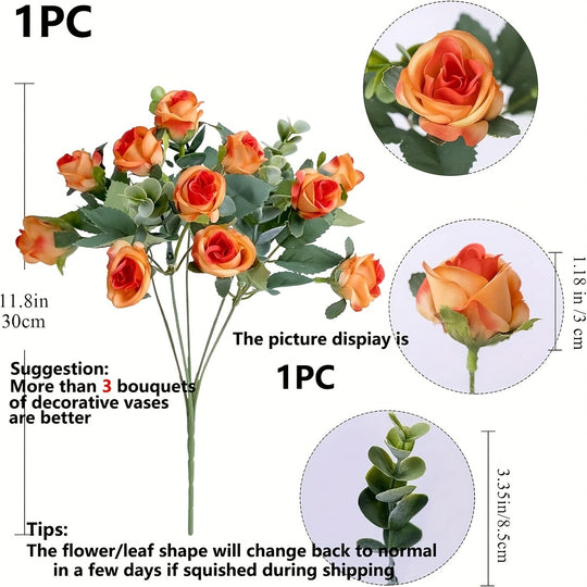 RoseCharm | Künstlicher Rosenstrauß – Vintage-Look, 10 Köpfe