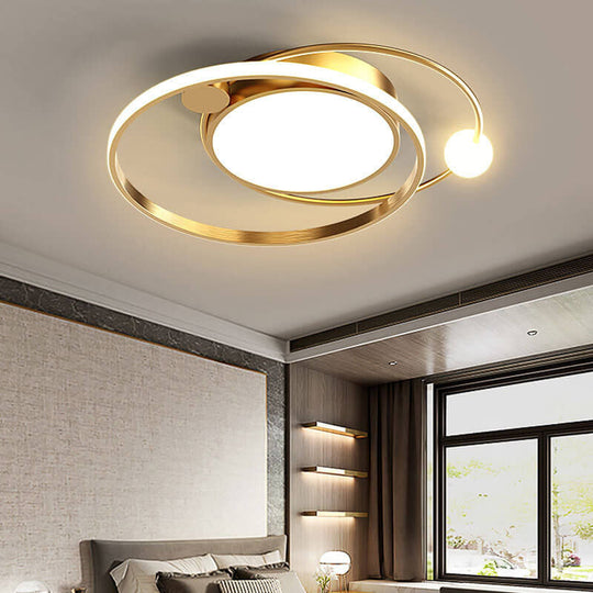 CircleLux | Nordic Round Circle LED Deckenleuchte bündig montiert Groß Warmes Licht (3000K) Gold Decorique.de