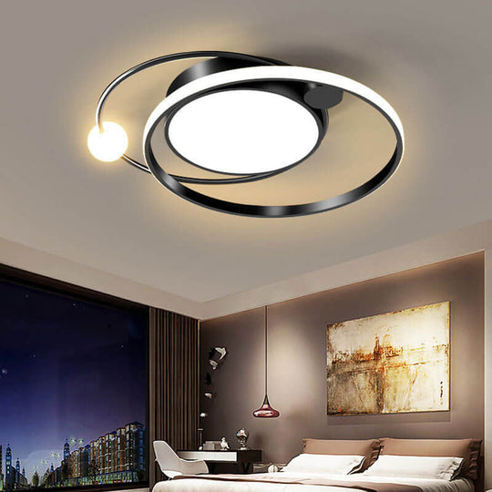 CircleLux | Nordic Round Circle LED Deckenleuchte bündig montiert Groß Schwarz Decorique.de