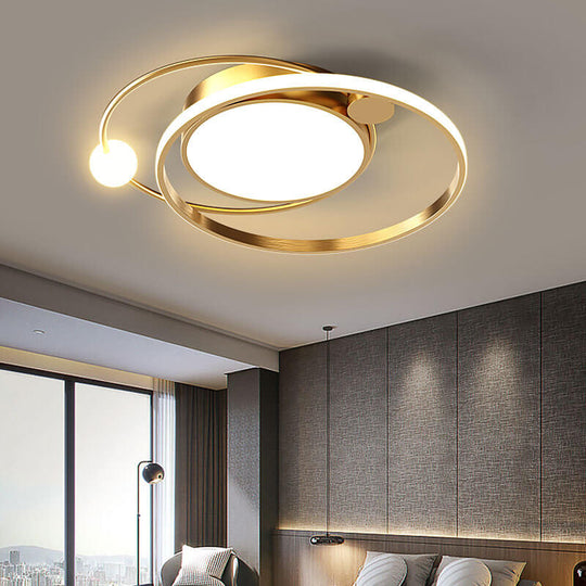 CircleLux | Nordic Round Circle LED Deckenleuchte bündig montiert Groß Weißes Licht (5000K) Gold Decorique.de