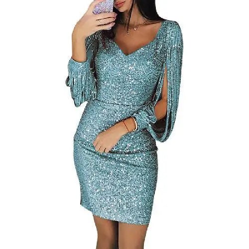 Clara | Damen Glitzer Elegantekleid | Midi Hellgrün Decorique.de