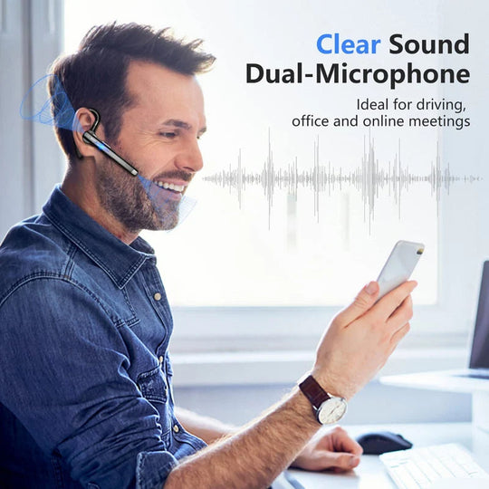 ClearCall | Trucker Dual-Mikrofon kabelloses Bluetooth 5.1 Rauschunterdrückendes Headset/Ohrhörer Decorique.de