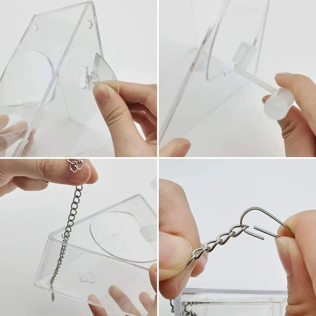 ClearNest | Klarer Acryl-Hängender Vogelfutterspender für den Außenbereich Decorique.de