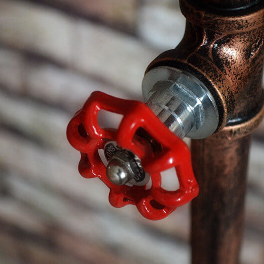 CopperBeam | Industrielle Steampunk Kupfer Wasserpfeife 2-Licht Stehlampe Decorique.de