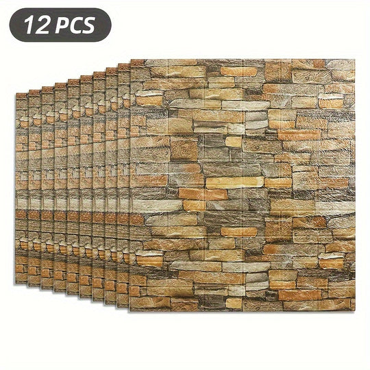 CosmoWall | Rechteckige 3D Wandfliesen – Matt & wasserfest Felsgelb Decorique.de