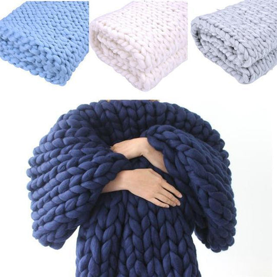 CozyKnit | Chunky Strickdecke – Handgefertigt & Luxuriös Königsblau 80x100cm Decorique.de