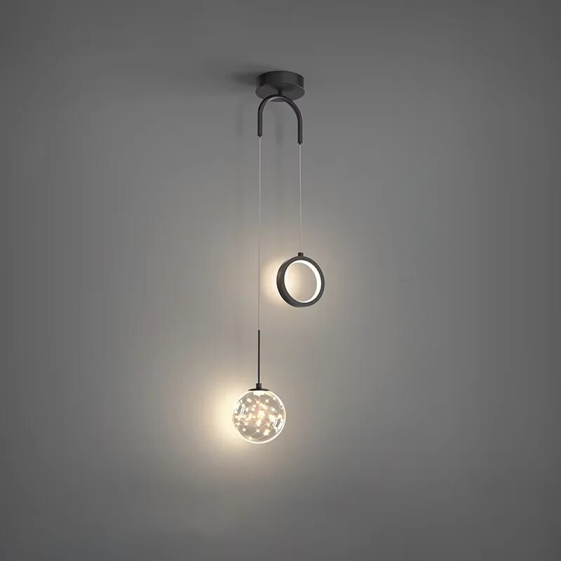 CrystalMoon | Moderne LED-Hängelampe für stilvolles Ambiente im Schlafzimmer und Esszimmer Schwarz B Decorique.de