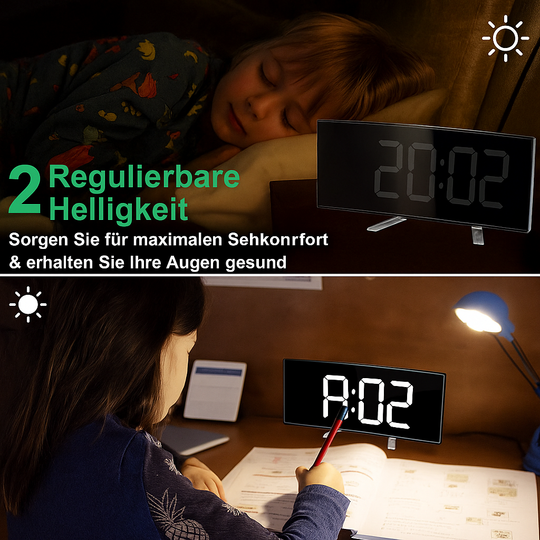 CurveClock | Gebogener LED-Wecker mit automatischer Dimmfunktion & Großanzeige Decorique.de