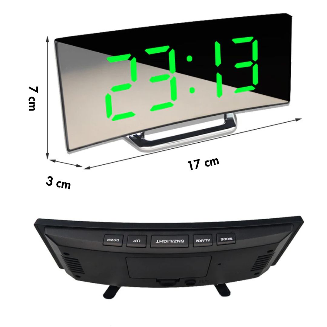 CurveClock | Gebogener LED-Wecker mit automatischer Dimmfunktion & Großanzeige Decorique.de