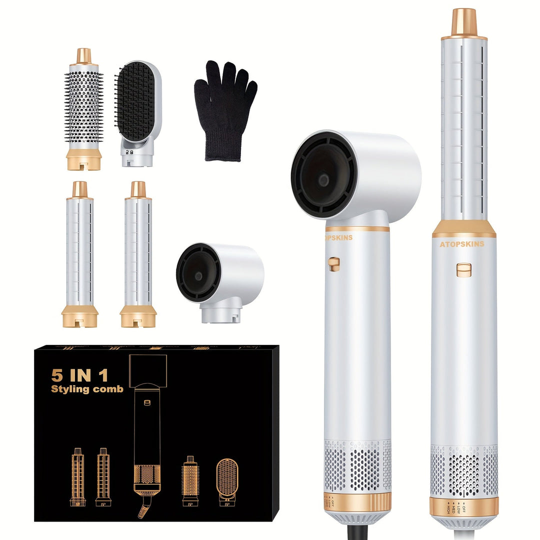 CurlMate | 5-in-1 Haartrockner & Multistyler für Perfekte Locken und Glattes Haar