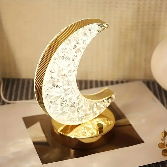 CrystalLume | Elegante und Tragbare Kristall-Mond-Tischlampe