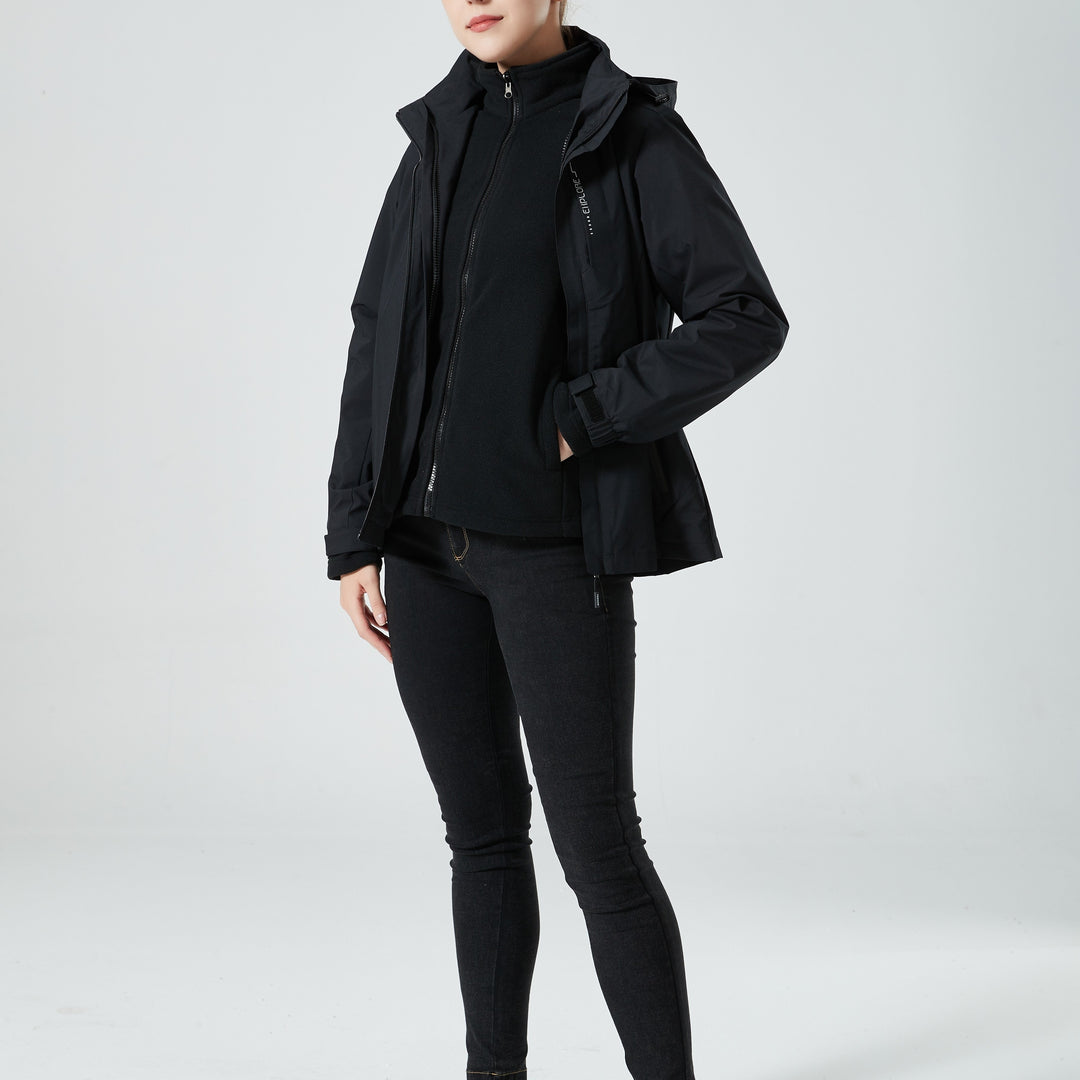 Darryl | 3-in-1 Damen-Winterjacke – Winddicht & Wasserabweisend Schwarz Decorique.de