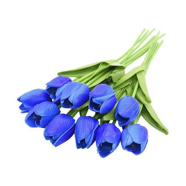DecoTulip | 10-teilige künstliche Tulpen Blumen Blau Decorique.de