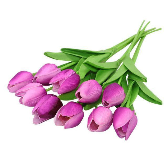 DecoTulip | 10-teilige künstliche Tulpen Blumen Fuchsia Decorique.de