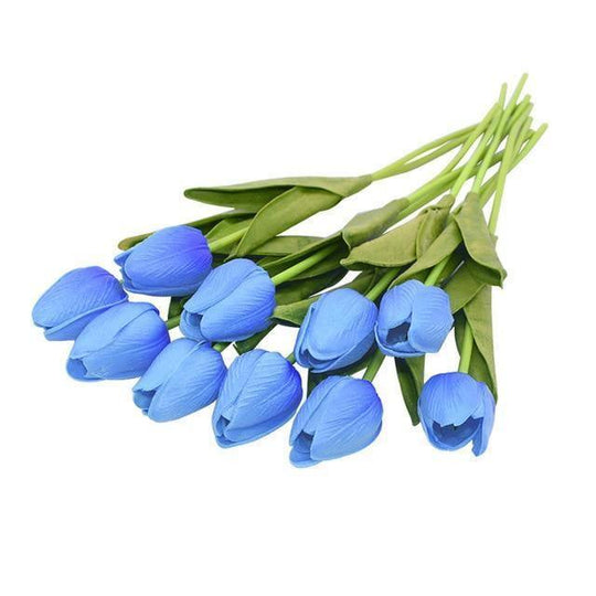 DecoTulip | 10-teilige künstliche Tulpen Blumen Hellblau Decorique.de