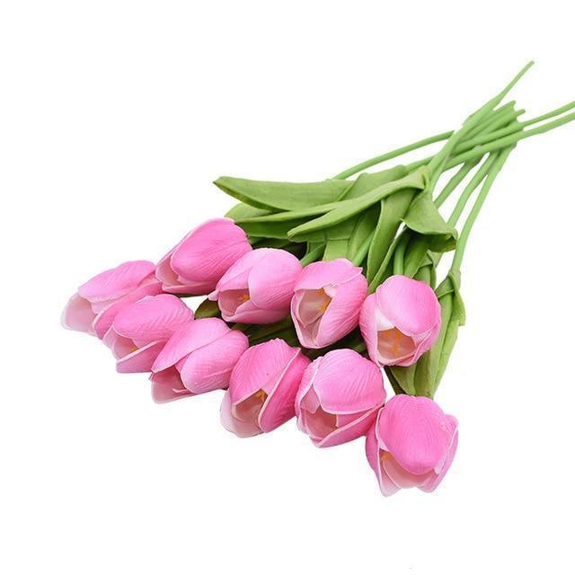 DecoTulip | 10-teilige künstliche Tulpen Blumen Knallpink Decorique.de