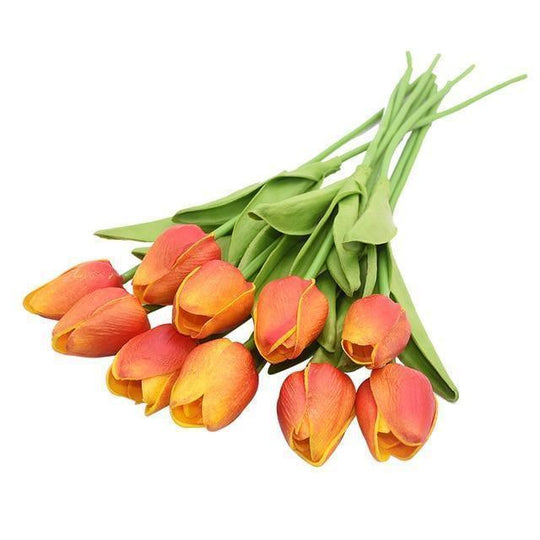 DecoTulip | 10-teilige künstliche Tulpen Blumen Orange Decorique.de