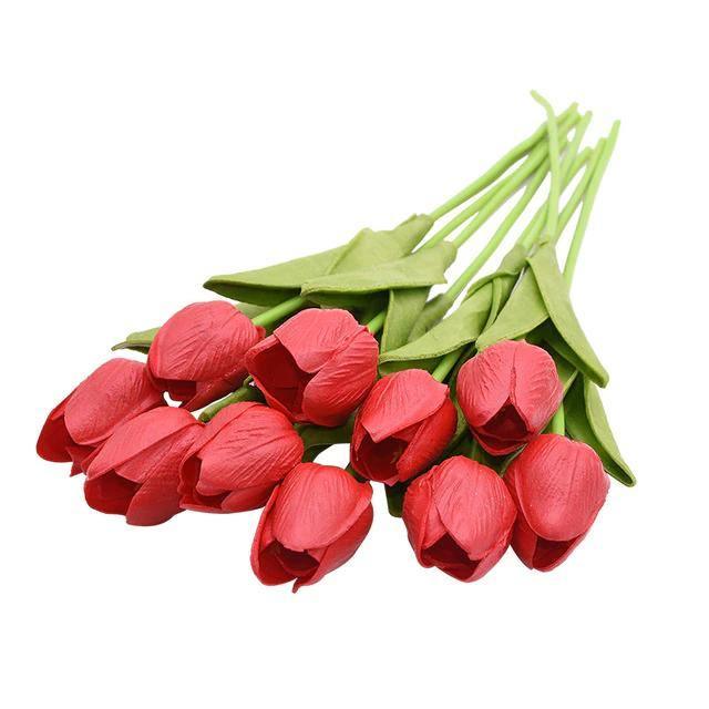 DecoTulip | 10-teilige künstliche Tulpen Blumen Rot Decorique.de
