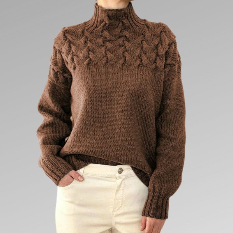 Denice | Hochgeschlossener Pullover Khaki Decorique.de
