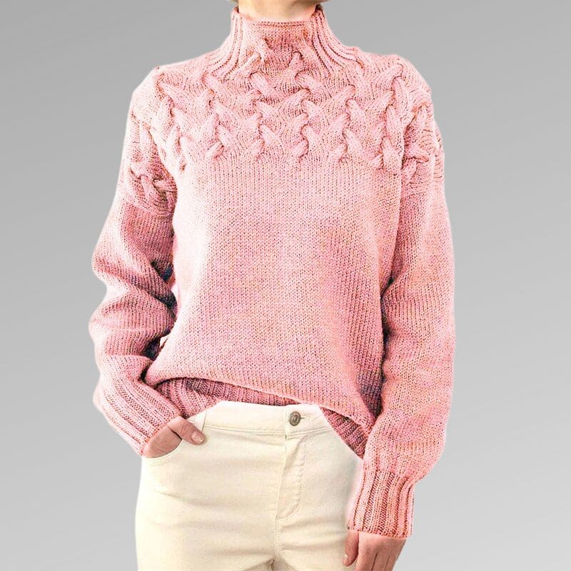 Denice | Hochgeschlossener Pullover Rosa Decorique.de