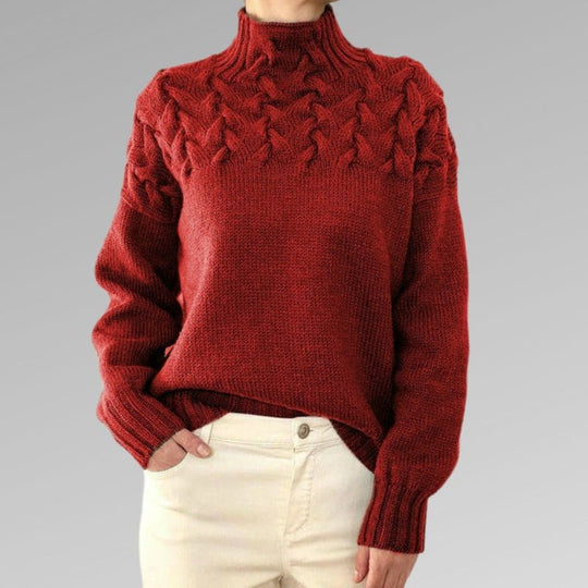 Denice | Hochgeschlossener Pullover Rot Decorique.de