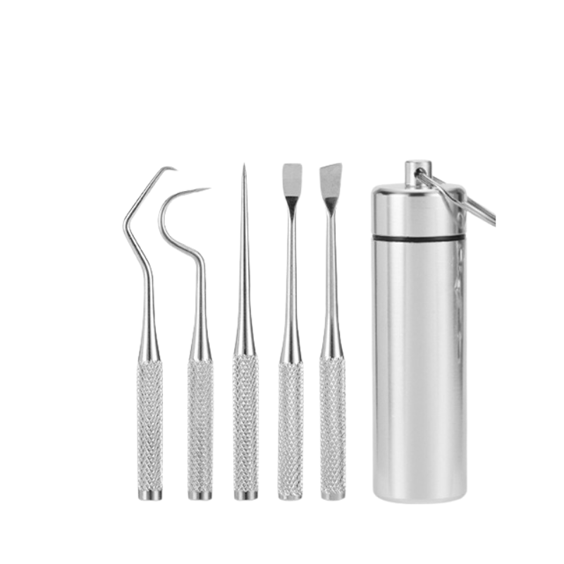 Dentaclean | Edelstahl Dental-Explorer & Spatel Medium-all-purpose five-piece set (aluminum tube) Decorique.de