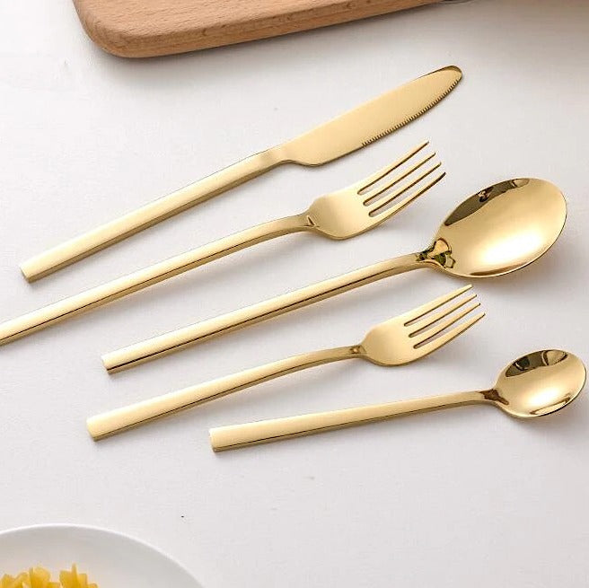 DineShine | 30-teiliges Arya Besteckset Gold Decorique.de