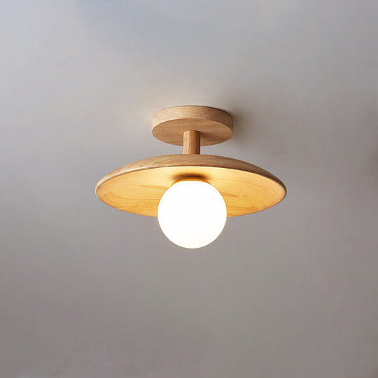DomeGlow | Nordische Deckenleuchte aus Holz & Glas 18cm 230V Warmes Licht (3000K) Decorique.de