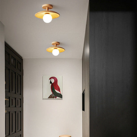 DomeGlow | Nordische Deckenleuchte aus Holz & Glas 18cm 230V Weißes Licht (5000K) Decorique.de