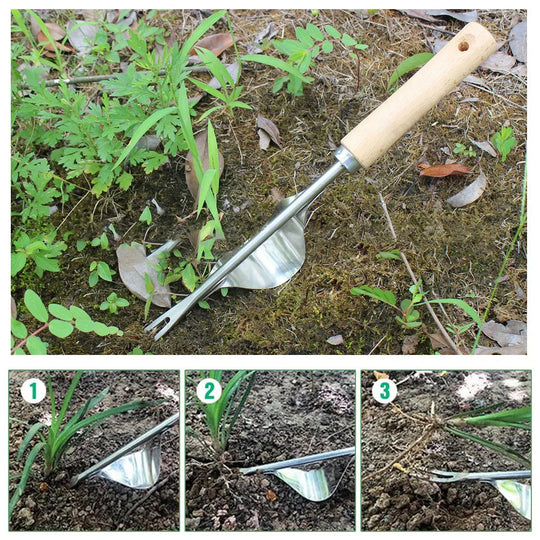SoilSlice | V-förmiges Unkrautzieher-Werkzeug mit langem Griff