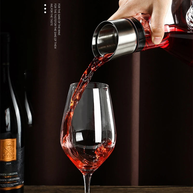 VinoFlow | Kristall Weindekanter – Edelstahlfilter & Wasserfall-Design