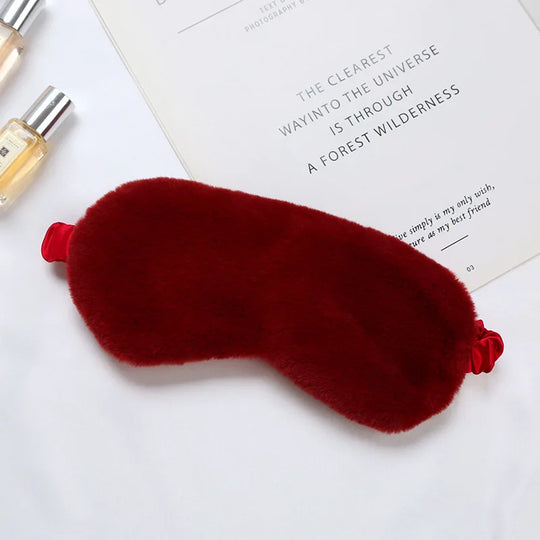 DreamComfort | Flauschiger Schlafmaske Karminrot 20x10cm Decorique.de