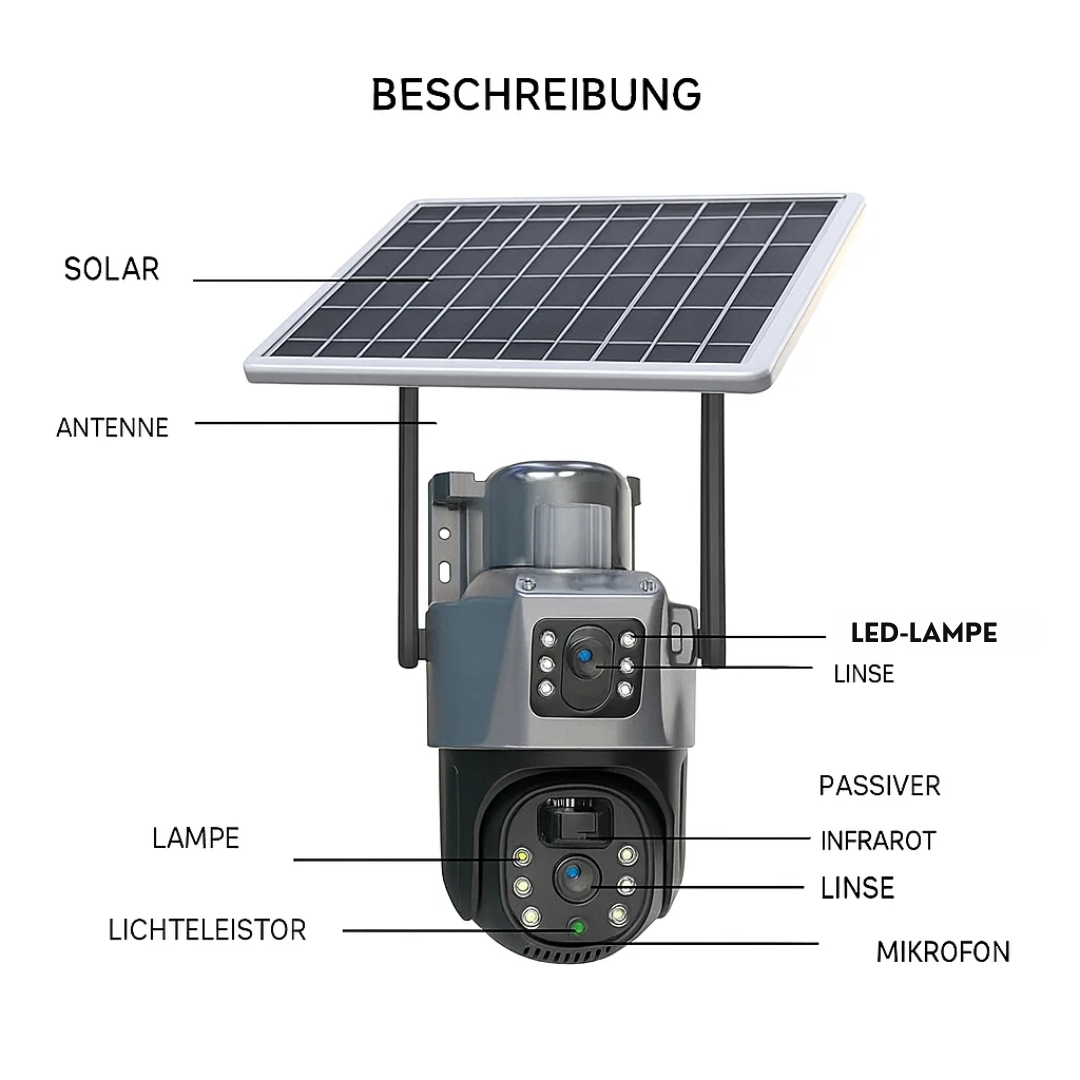 DualGuard | 4K Sicherheitskamera mit Solarpanel Decorique.de