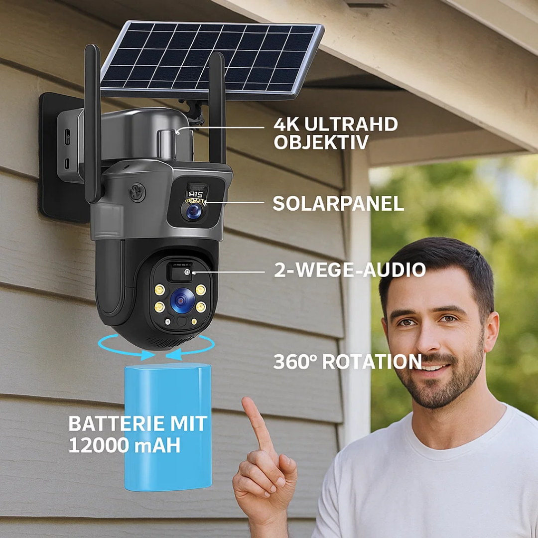 DualGuard | 4K Sicherheitskamera mit Solarpanel Decorique.de